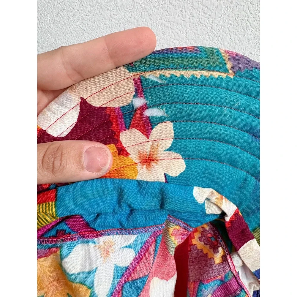 Vintage 80s/90s Visor Vibrant Scarf Hat New Wave Floral Beach Garden Market Days